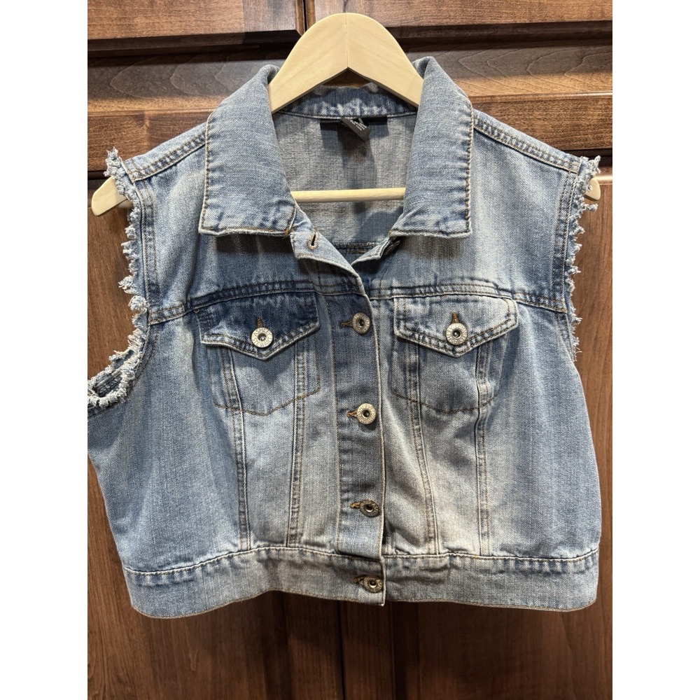 Ashley Stewart‎ Women's Size 12 Denim Vest Sleeveless Frayed